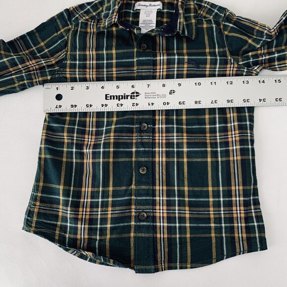 Tommy Bahama Shirt Tartan Plaid Button Down Boys Small 5/6 Green Yellow Holiday - Picture 7 of 9